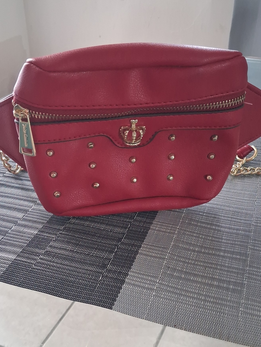 Juicy Couture Red Studded Belt Bag with Gold Accents NWT